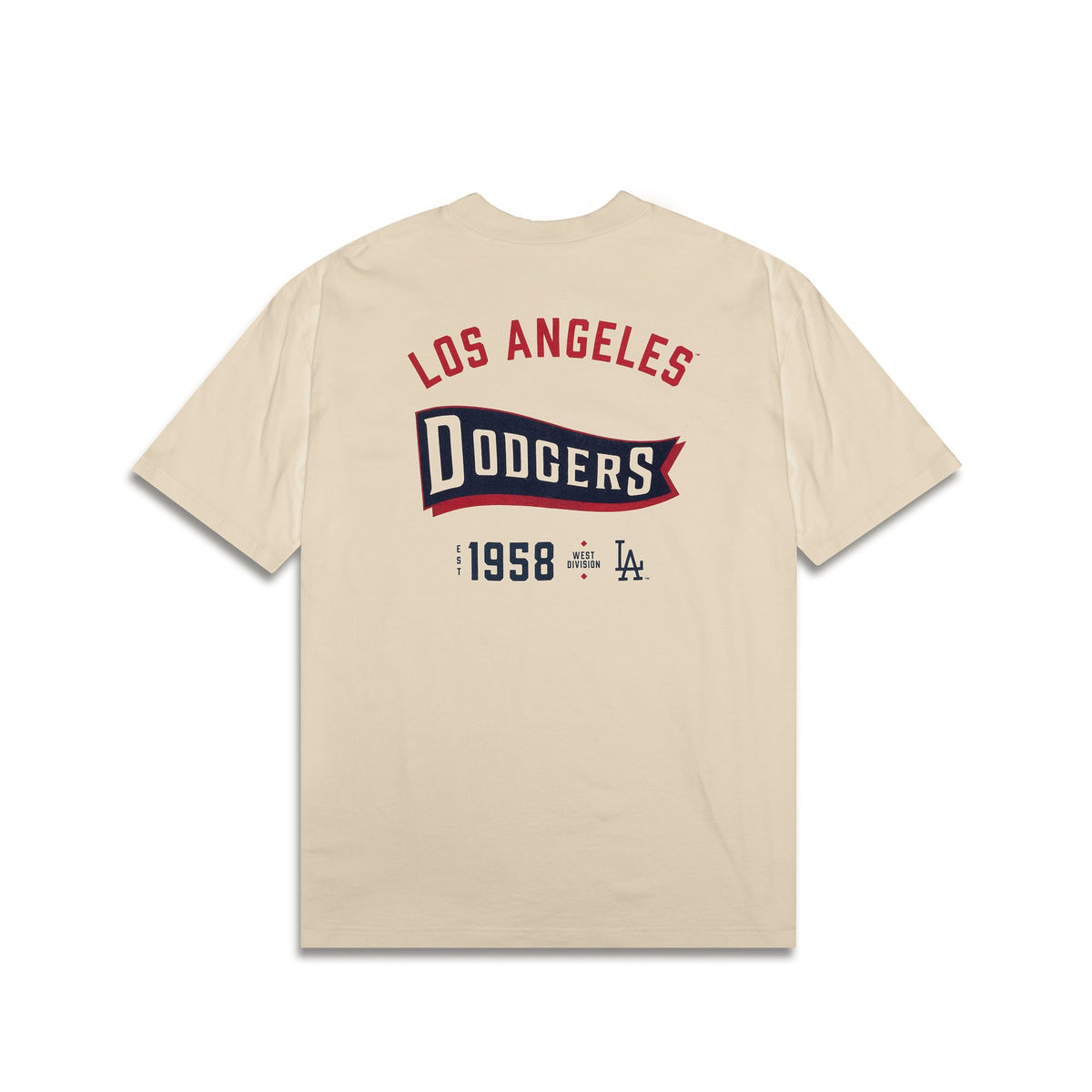 New Era LA Dodgers archive patch t-shirt in off white exclusive to