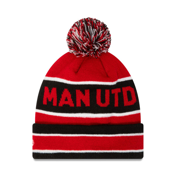 Manchester United Wordmark Stripe Pom Beanie