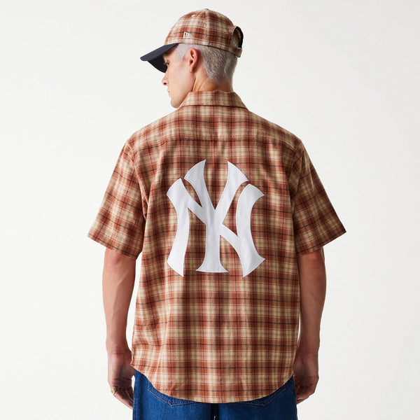 New York Yankees Denim and Plaid SS Shirt