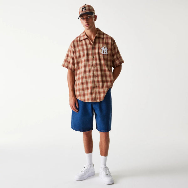 New York Yankees Denim and Plaid SS Shirt