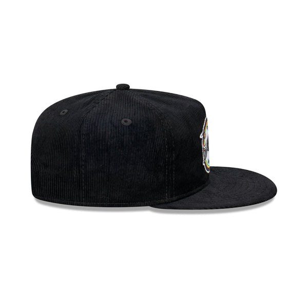 Corduroy Mitchell & Ness Strapback Hat Retro Black Metallic Gold