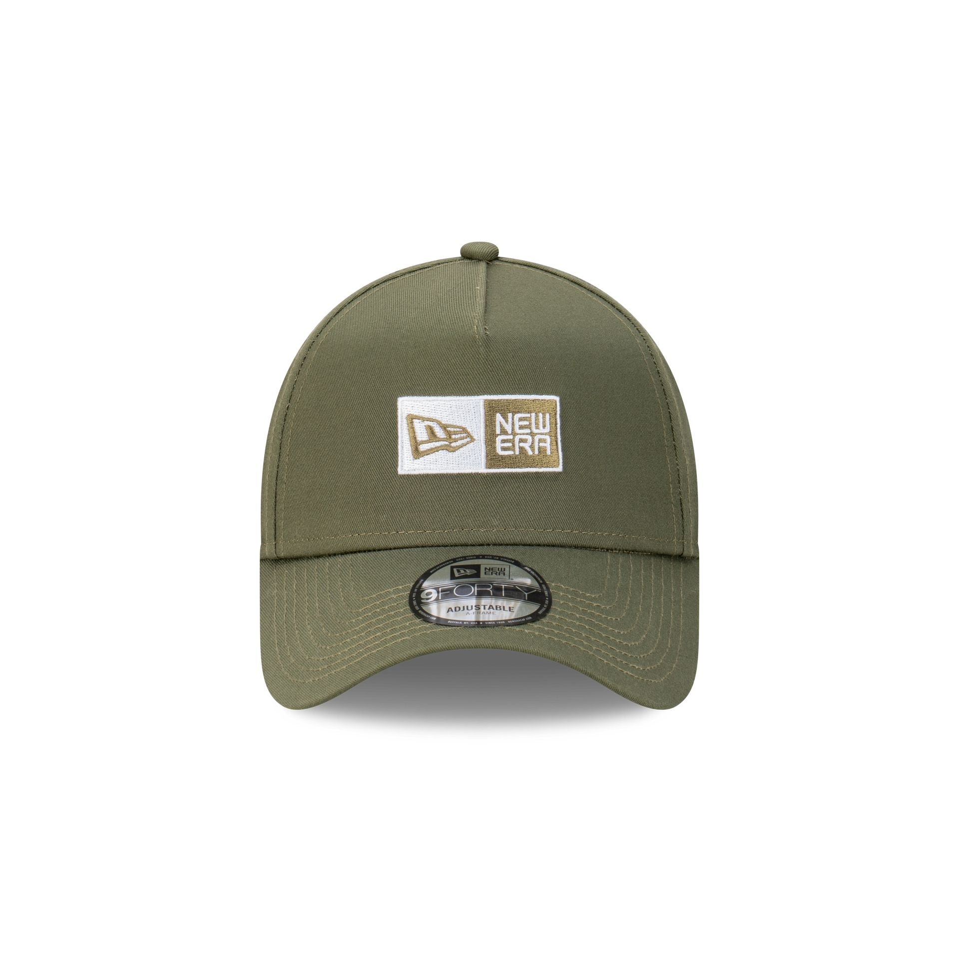 New Era Branded Box Logo Olive Green 9FORTY A-Frame Snapback Hat