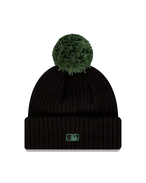 Los Angeles Dodgers Black and Green Cuff Beanie with Pom