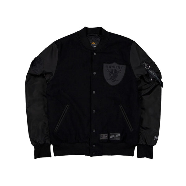 Las Vegas Raiders Alpha Industries x NFL MA-1 Black on Black Varsity Jacket