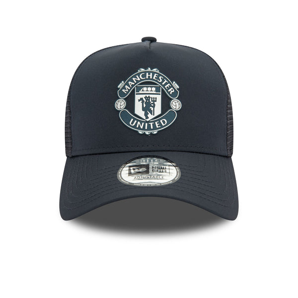 Manchester United Rubber Woven Navy 9FORTY A-Frame Trucker