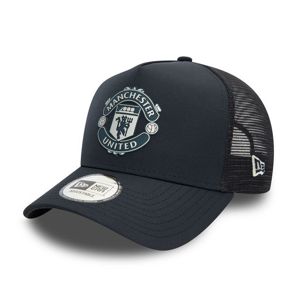 Manchester United Rubber Woven Navy 9FORTY A-Frame Trucker