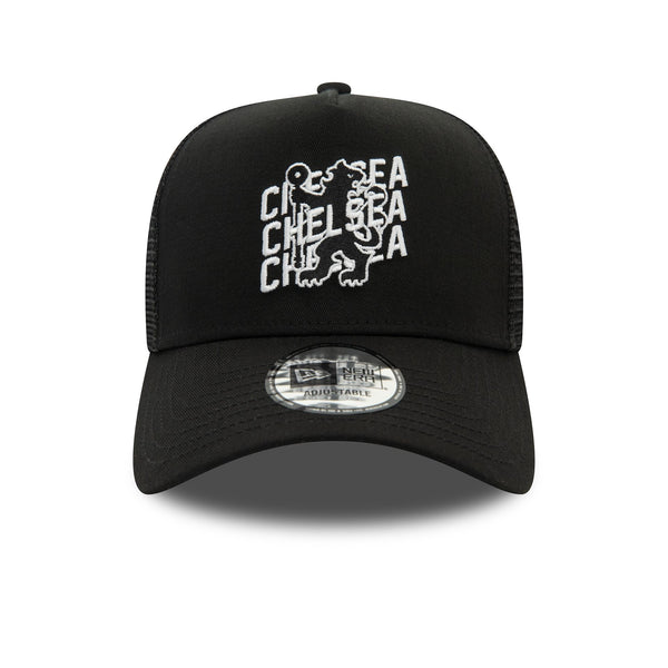 Chelsea FC Wordmark Overlay Black 9FORTY E-Frame Trucker