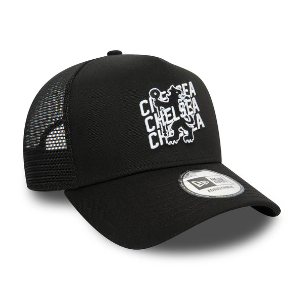 Chelsea FC Wordmark Overlay Black 9FORTY E-Frame Trucker