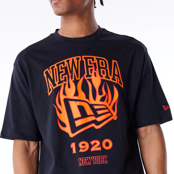 New Era Branded Flag Flame T-Shirt Black