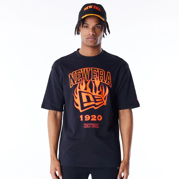 New Era Branded Flag Flame T-Shirt Black