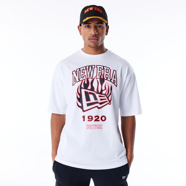 New Era Branded Flag Flame T-Shirt White