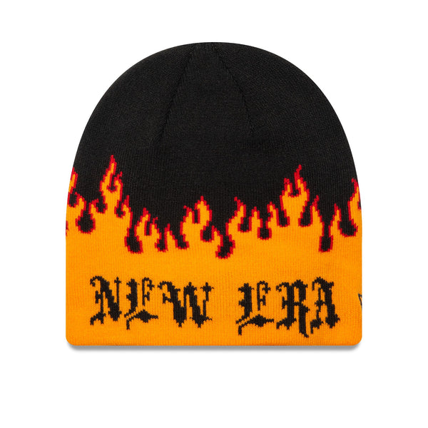 New Era Flame Skully Orange Beanie