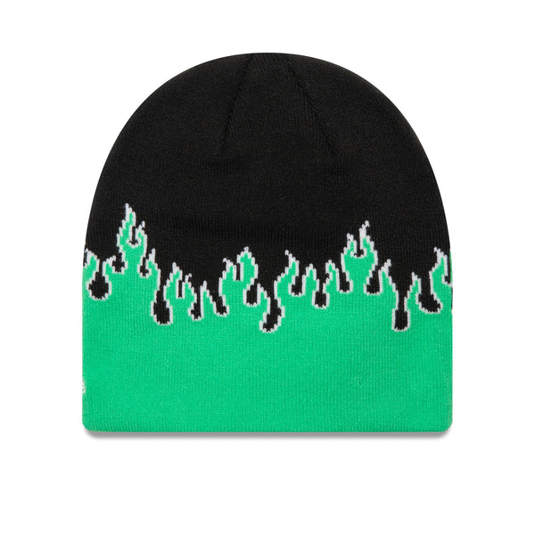 New Era Flame Skully Green Beanie