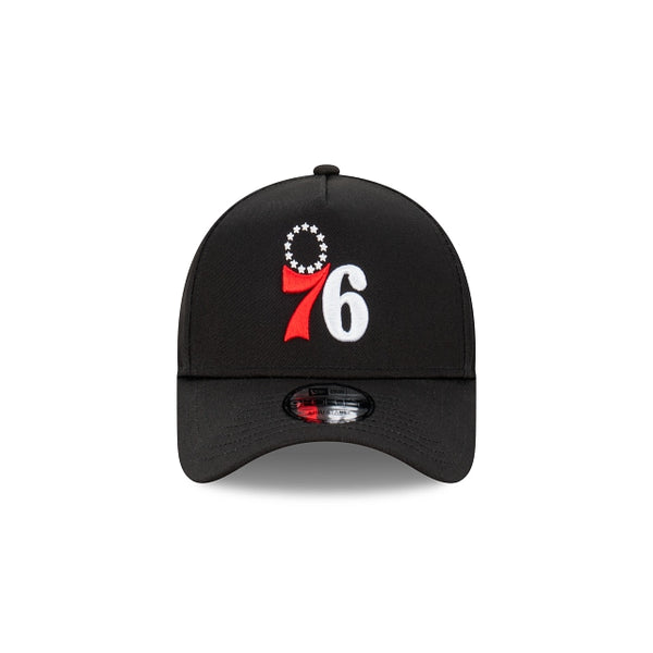 New Era Philadelphia 76ers Black 9Forty A Frame Snapback Hat, A-FRAME HATS, CAPS