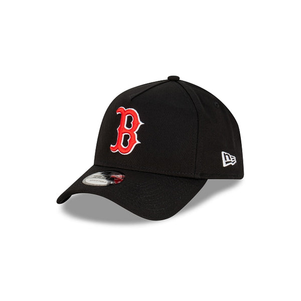 Boston Red Sox Black With Official Team Colours Logo 9FORTY A frame Snapback Hats New Era Cap Australia